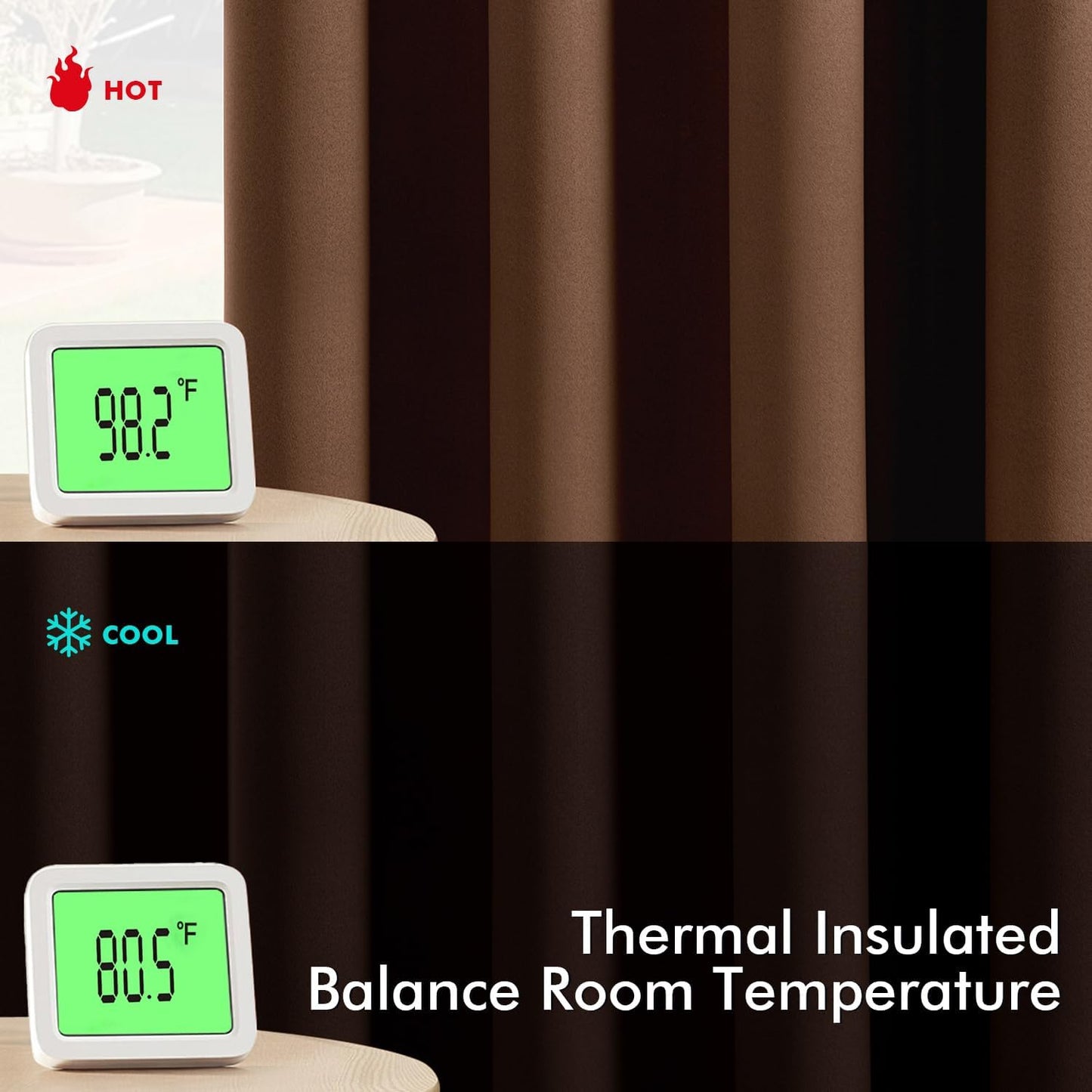 MIULEE Blackout Curtains for Bedroom Living Room 72 Inches Long 2 Panels, Thermal Insulated Room Darkening Drapes Solid Grommet Top Light Blocking Window Curtains W40 x L72 Inch Mocha Brown