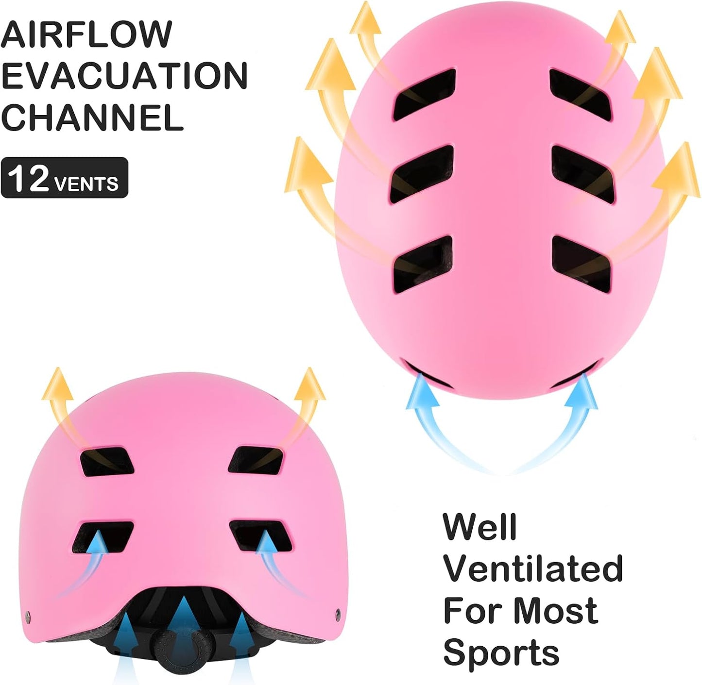 Adjustable Kids Bike Helmet with Knee Pads Elbow Pads Wrist Guards for Age 3-5-8-14+ Youth/Teens,Ventilation Multi-Sport Scooter Roller Skate Rollerblading Skateboarding Climbing Cycling