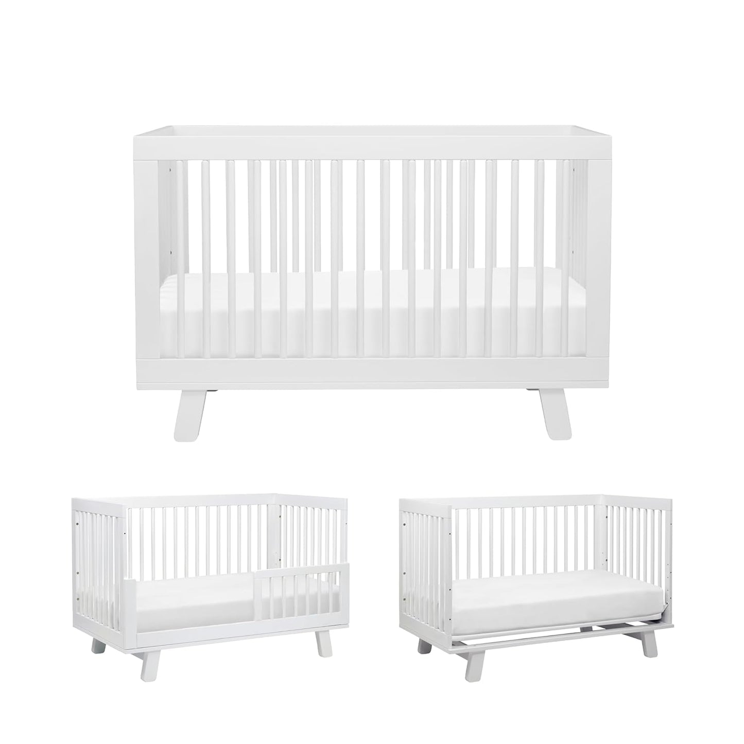 Babyletto Hudson 3-in-1 Convertible Baby Crib with Toddler Bed & Daybed Conversion - Easy to Assemble - GREENGUARD Gold Certified w/ 4 Adjustable Mattress Heights - White