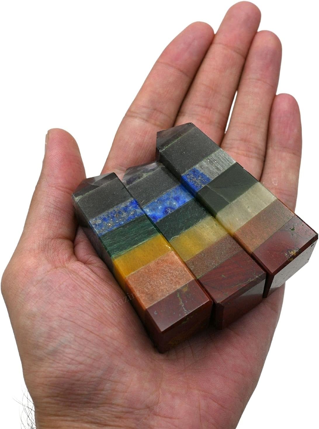 Amazing Gemstone Seven Chakra Crystal Towers ~ Natural Healing Crystal Point Obelisk for Reiki Healing and Crystal Grid (2 to 3 INCH)