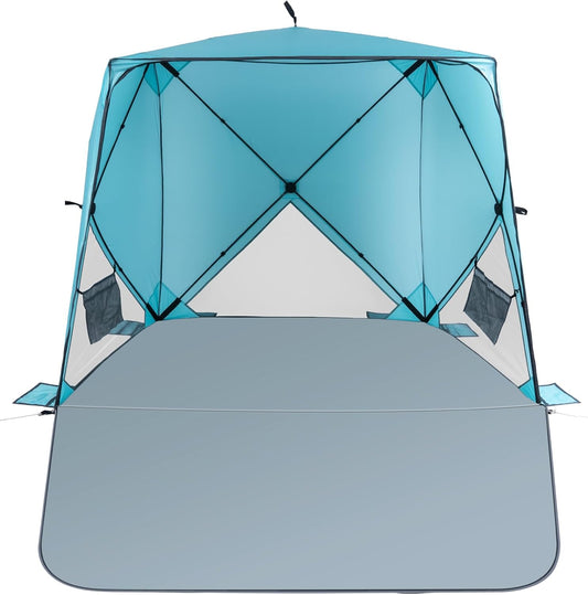 Beach Tent,Beach Sun Shelter with UPF 50+UV Protection with Extendable Floor mat for 3-4 Person, Waterproof Portable Easy Setup Beach Canopy Shade Tent for Outdoor Camping, Picnics