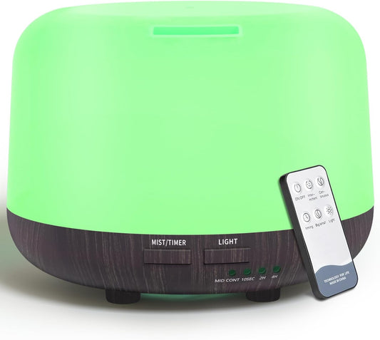 300ML Remote Control Air Diffusers for Essential Oil, Aroma Ultrasonic Scent Diffuser, Aromatherapy Humidfier Diffuser, 7 Color Changing LED Light, Auto-Off, Timer for Home, Room, Office, Kids