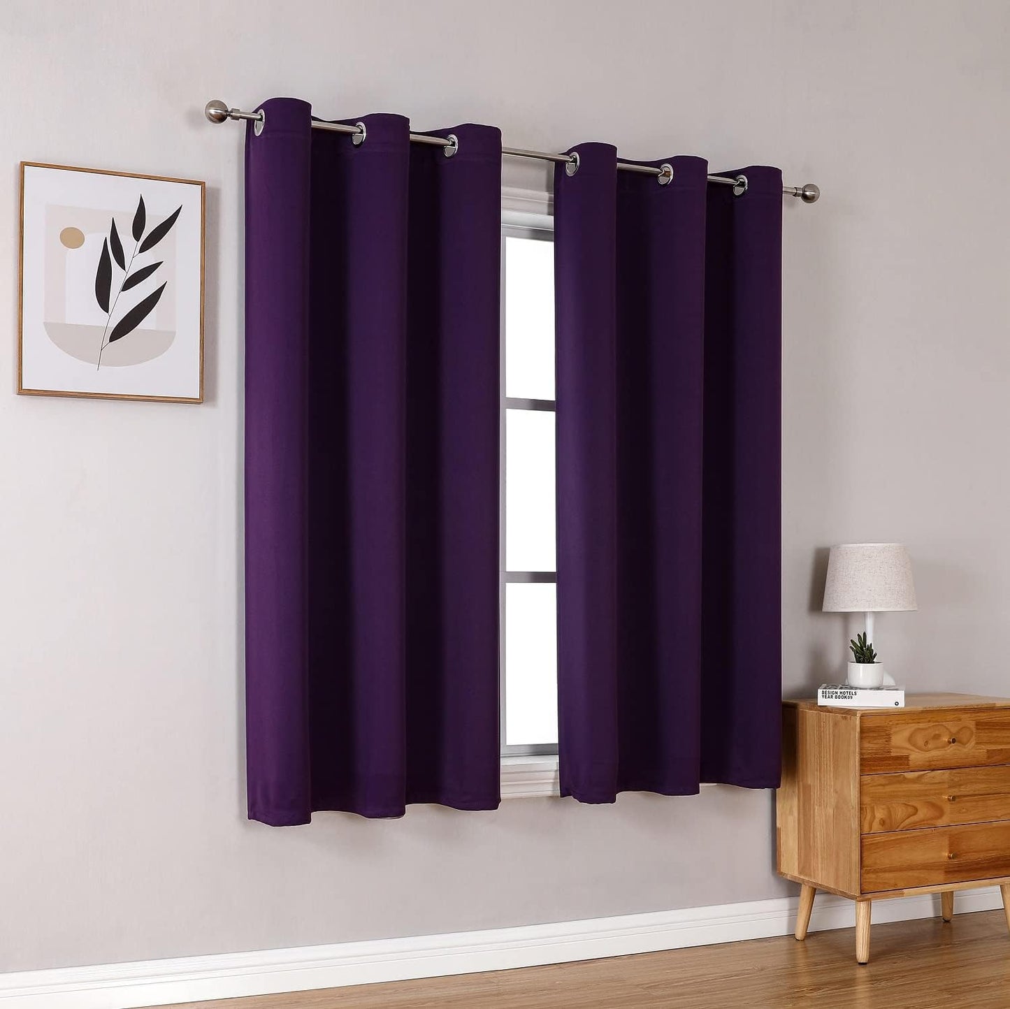 ChrisDowa Grommet Blackout Curtains for Bedroom and Living Room - 2 Panels Set Thermal Insulated Room Darkening Curtains (Royal Purple, 38W x 45L)