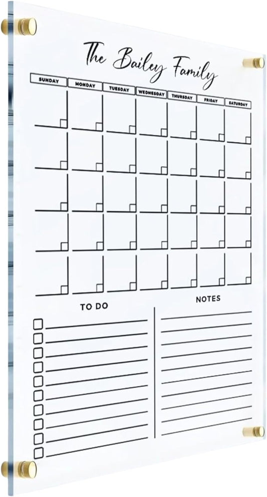 Acrylic Family Planner Wall Calendar - Personalized Calendar 2025, Personalized Dry Erase Board, Dry Erase Calendar, Monthly and Weekly Calendar, New Home Gift, Housewarming Gift
