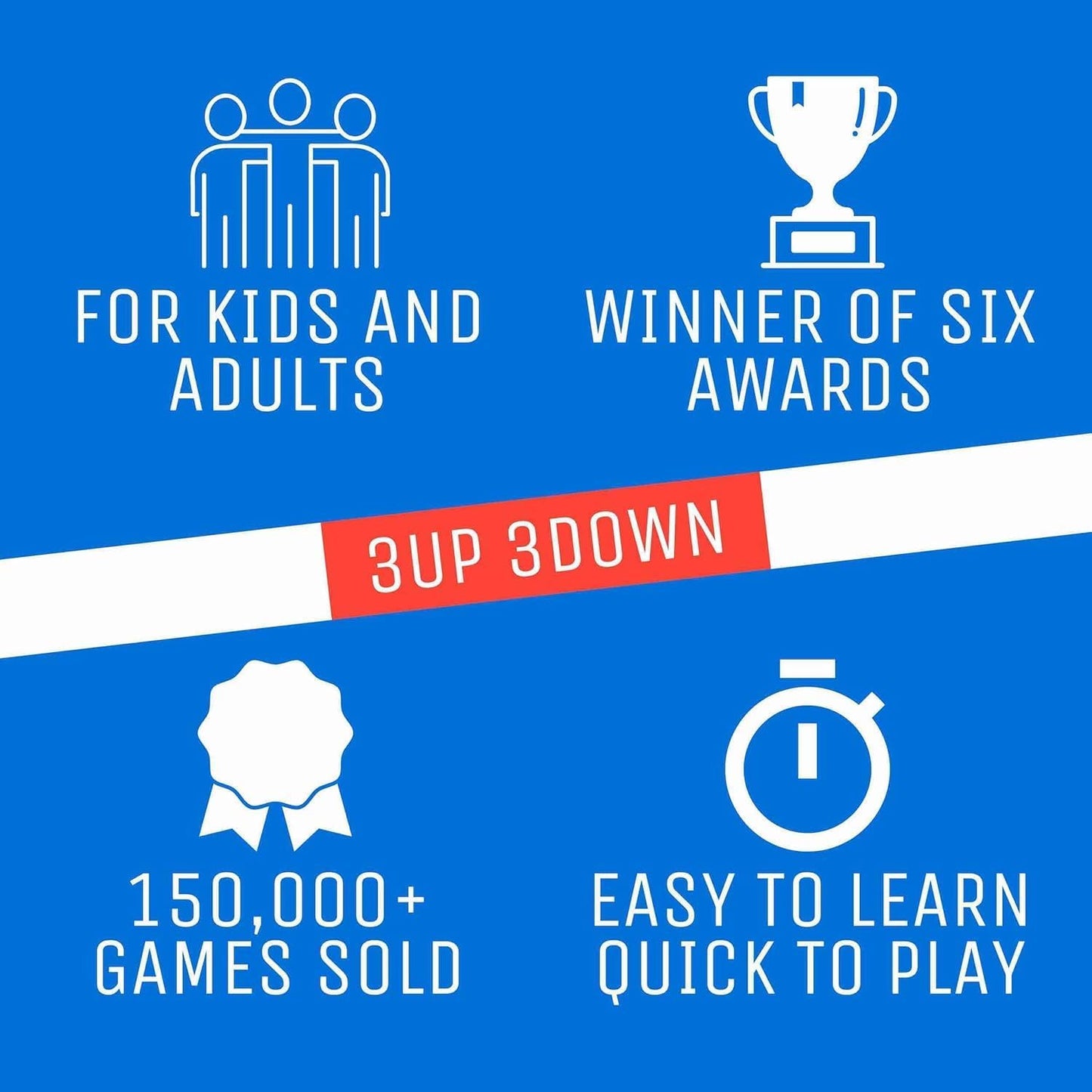 Ok2Win 3UP 3DOWN Card Game - Fast-Paced Easy-to-Learn Family Fun for Ages 7+