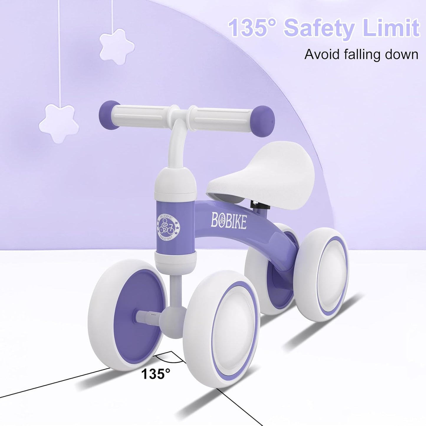 Baby Balance Bike Toys for 12-36 Months Kids Toy Boy and Girls Gifts Toddler Best First Birthday Gift Children Walker No Pedal Infant 4 Wheels Bicycle (Colorful, Purple-Light)