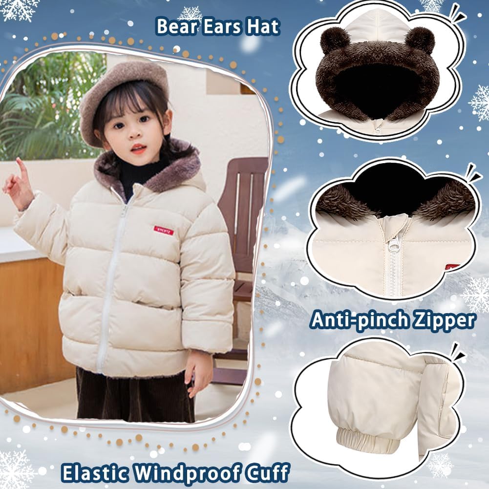 Fairy Baby Infant Baby Winter Coat Cute Teddy Bear Hooded Jacket Warm Fleece Outerwear Windproof Toddler Boys Girl 6M-4T
