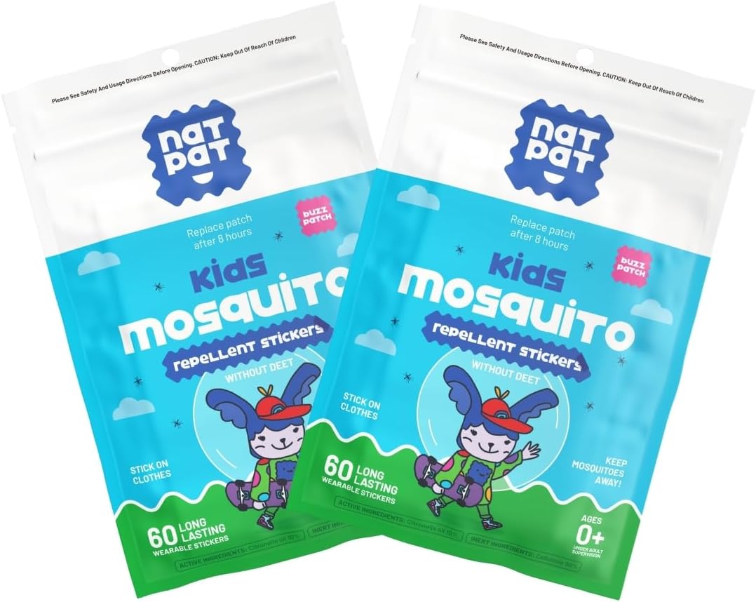 BuzzPatch Mosquito Patch Stickers for Kids (60 Pack) - All Natural, Plant Based Ingredients, Non-Toxic, DEET Free, Citronella Essential Oil Insect Patches, for Toddlers, Babies, Children (2)