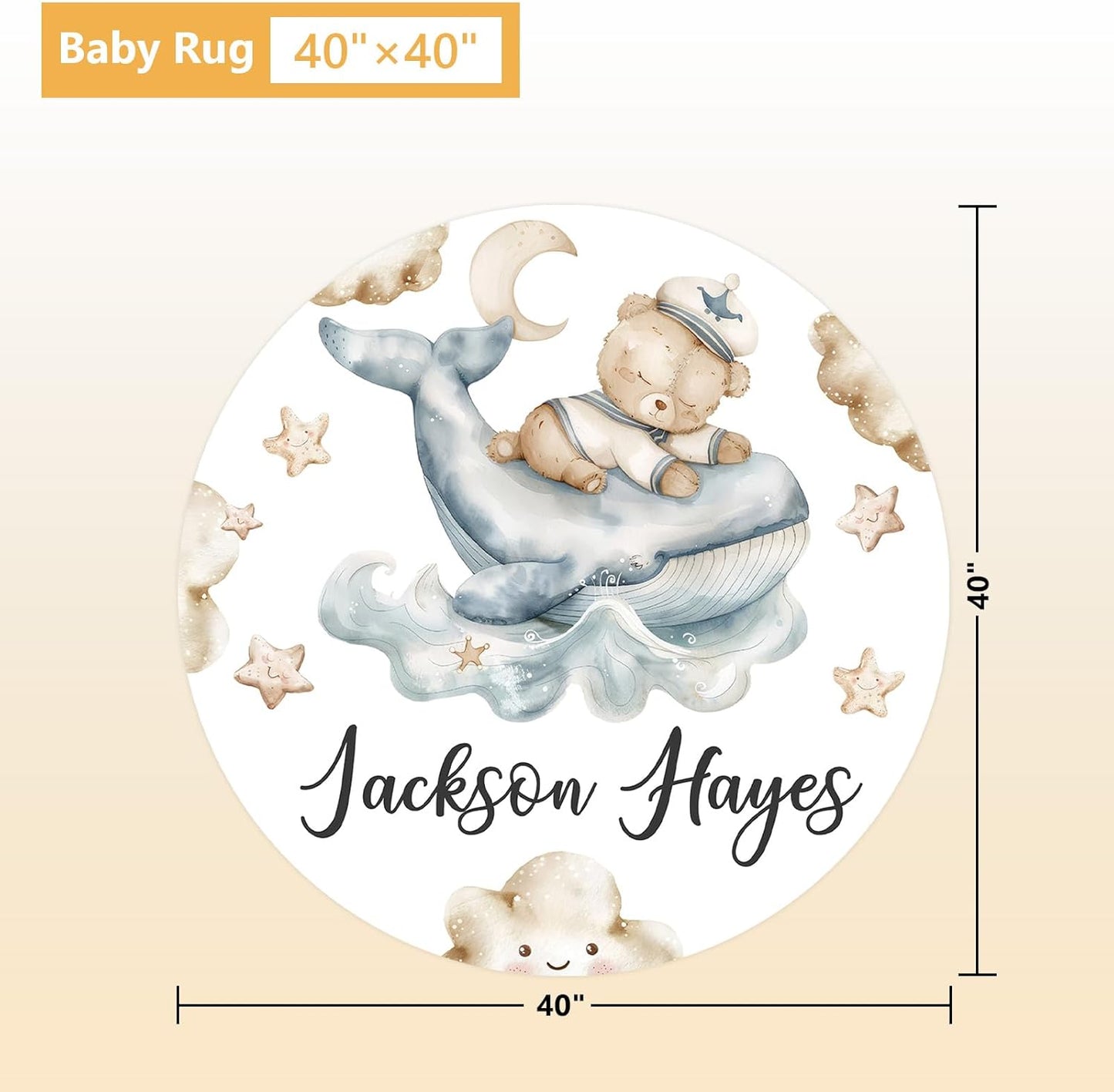 Personalized Baby Bedding Set - 5 Pcs Custom Infants Bedding Set with Infant Name - Double Layer Nursery Crib Set for Girls Boys - Customized Gifts for Toddler Baby Shower - Whales and Bears