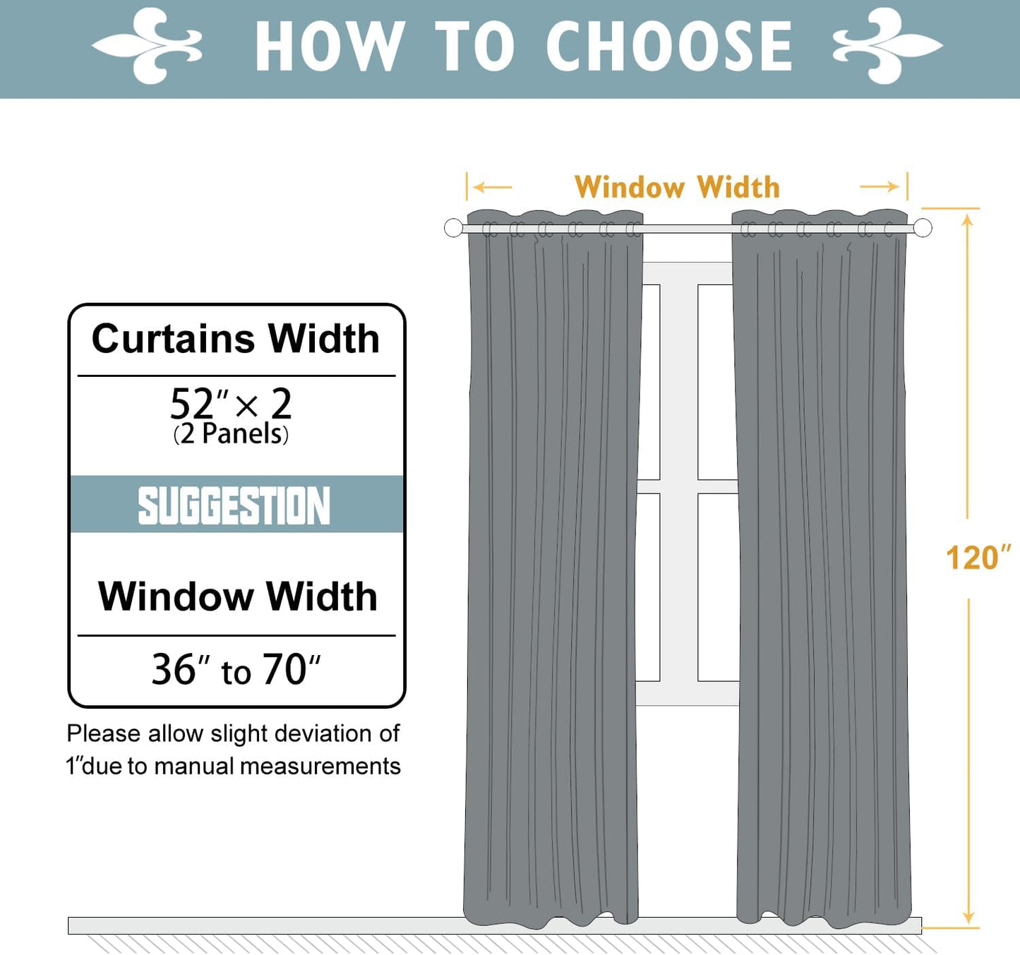 ChrisDowa Blackout Curtains 120 Inches Long 2 Panels Set for Living Room, Grommet Thermal Insulated Room Darkening Curtains for Bedroom (Navy Blue, 52 x 120 Inch)