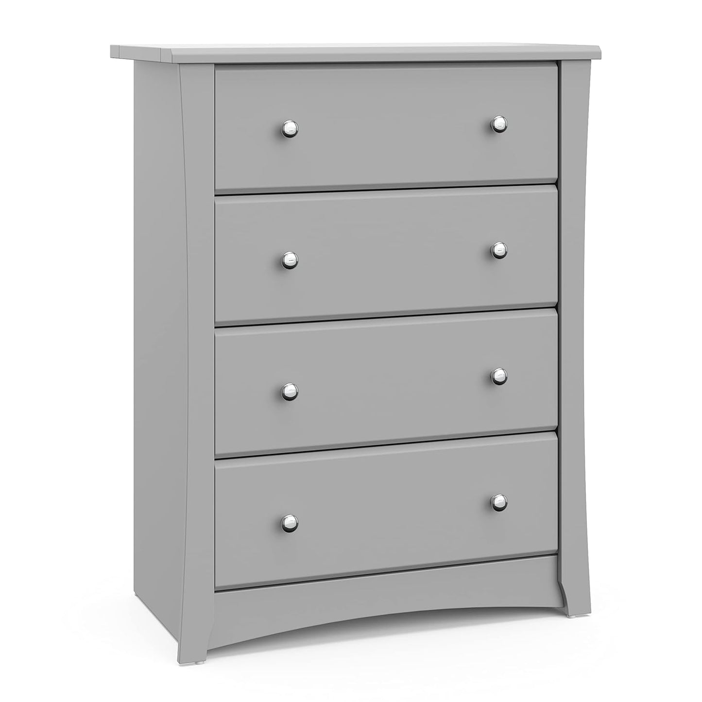 Storkcraft Crescent 4 Drawer Chest (Pebble Gray) – GREENGUARD Gold Certified, Easy-to-Match Chest of Drawers for Nursery and Kids Bedroom, Dresser Organizer for Children’s Bedroom