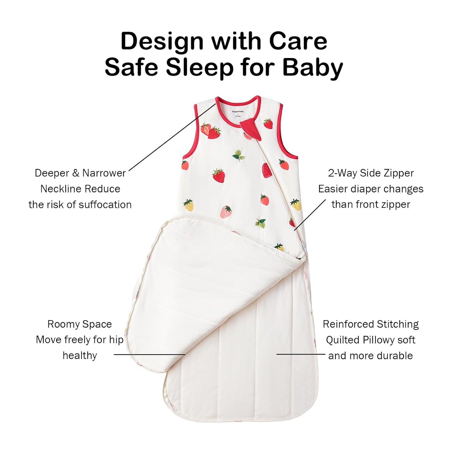 BubblePanda Rayon Made from Bamboo Sleep Sack 12-18 Months 0.5 Tog Soft Lightweight Toddler Sleep Sack 1t for Babies 2-Way Zipper Wearable Blanket Baby 12 Months