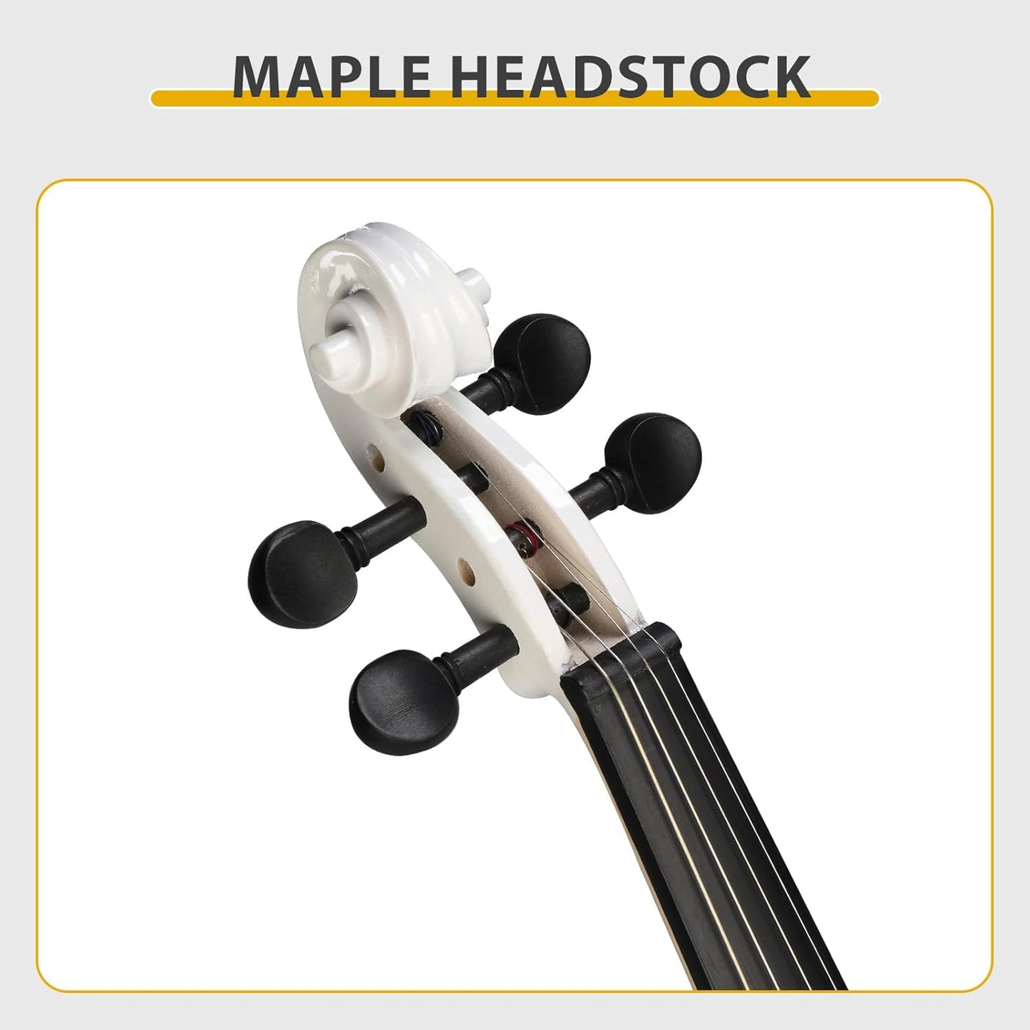 Electric Violin 4/4 Kit,Full Size Beginner Violin for Adults,Students,with Case,Bow, Rosin,Headphones,and Connecting Line,White