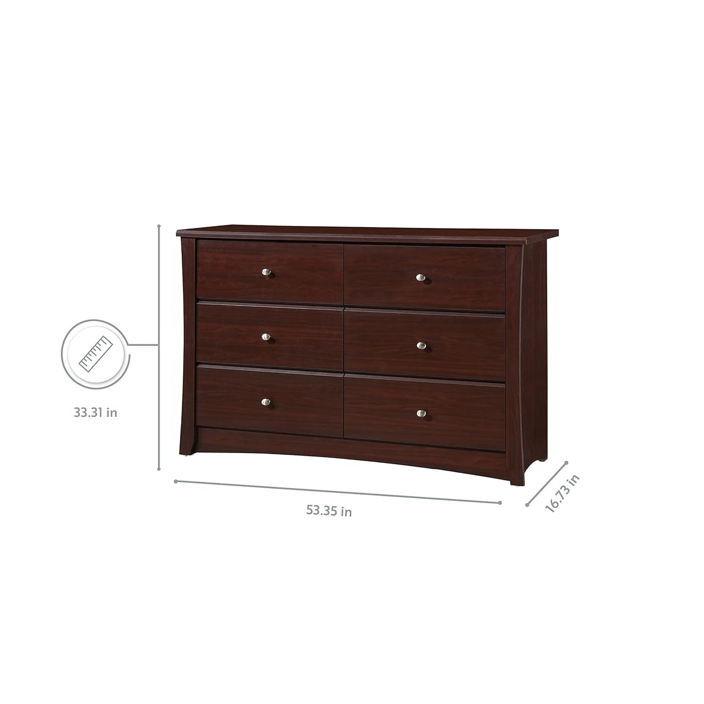 Storkcraft Crescent 6 Drawer Bedroom Dresser (Espresso) – GREENGUARD Gold Certified Dresser for Kids Bedroom