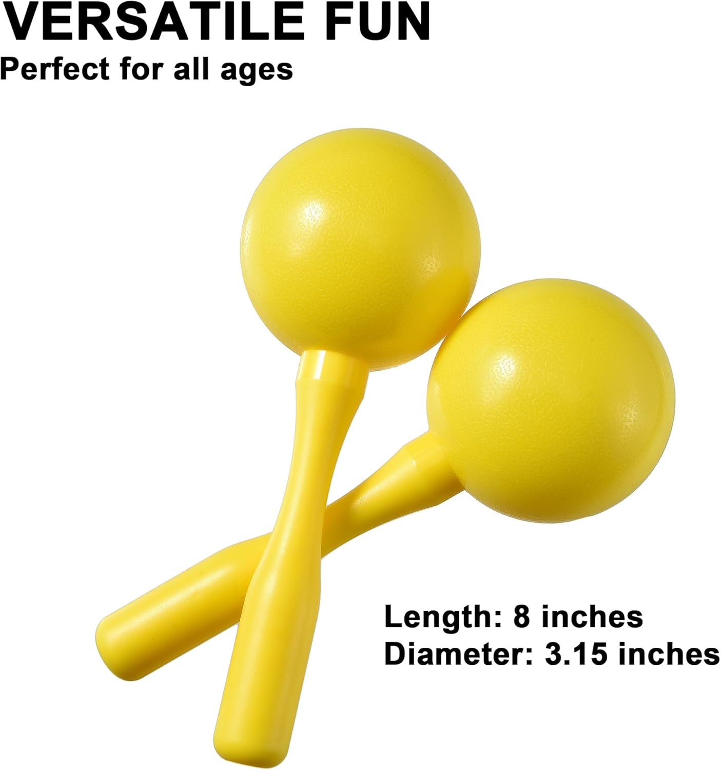 Maracas for Kids Adults, 8 Inch, Set of 2, Yellow