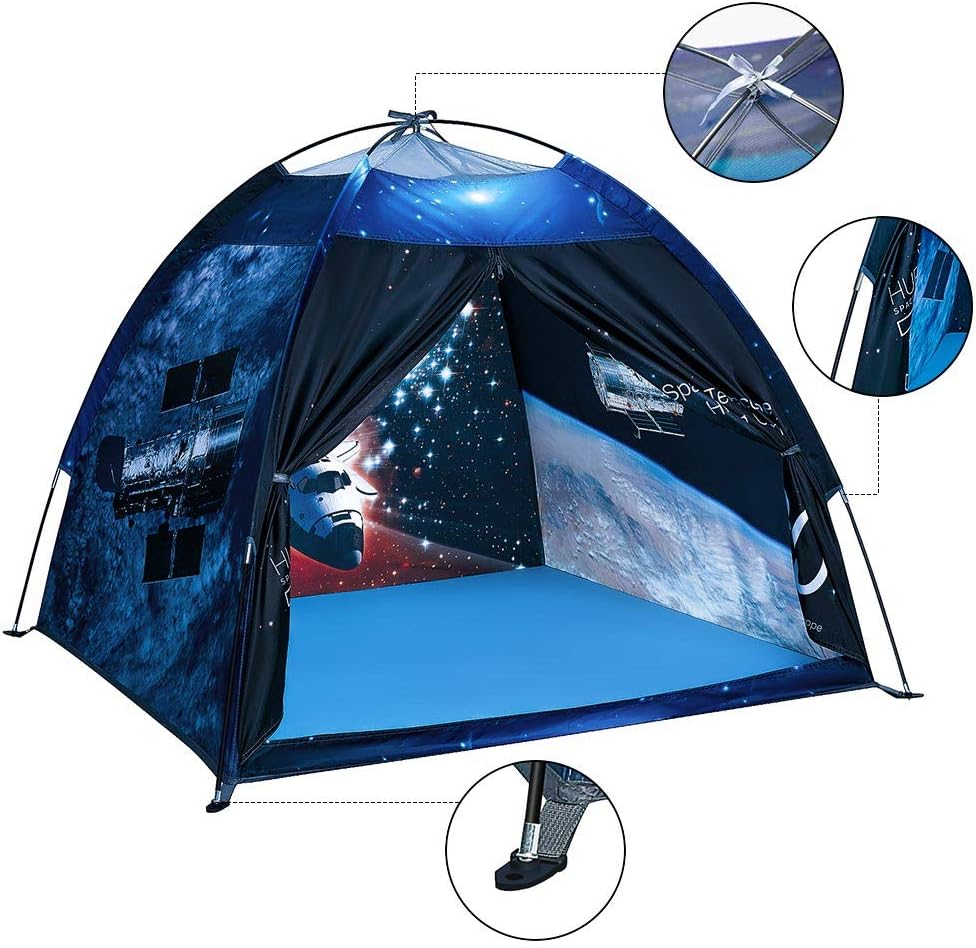 Play Tent for Boys and Girls- Space Shuttle Atlantis with Hubble Dome Tent for Kids Gift- ToddlerPop Up Tent Playhouse for Indoor Imaginative and Physical Play- 47" x 47" x 43" (Hubble)