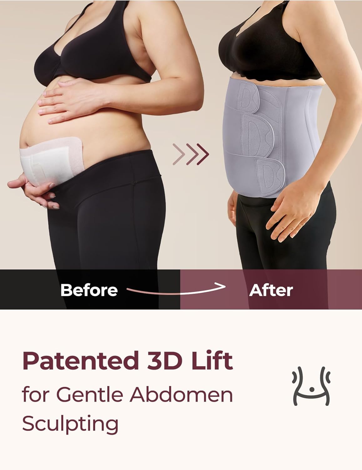 Momcozy Ergowrap Postpartum Belly Band for Natural and C-Section Recovery, Abdominal Binder with 3D Abdomen Lifting & Ergonomic Back Support, Seamless Belly Wrap Shapewear for Post Surgery Recovery