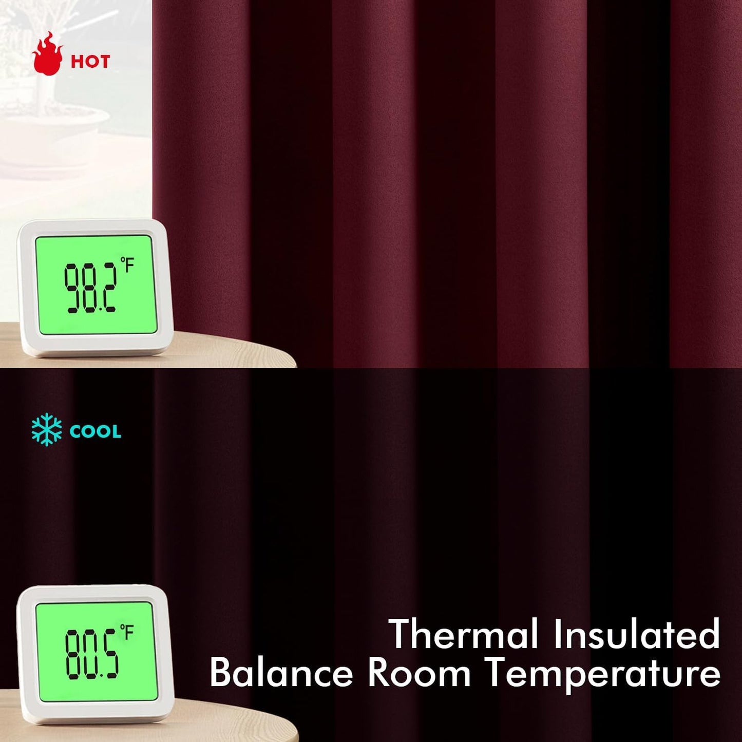 MIULEE Burgundy Red Blackout Curtains for Bedroom Living Room 84 Inches Long 2 Panels, Thermal Insulated Room Darkening Drapes Solid Grommet Top Noise Reduction Christmas Window Treatments 40x84 Inch