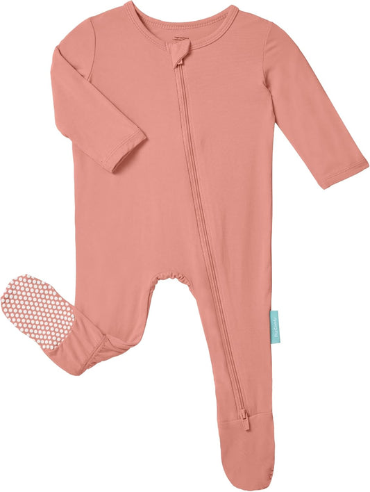 Baby Zipper Footie Pajamas, Supersoft Bamboo Rayon Baby Footed Pjs Boy Girl 0-3-6-9-18-24 Month Coverall Sleepers