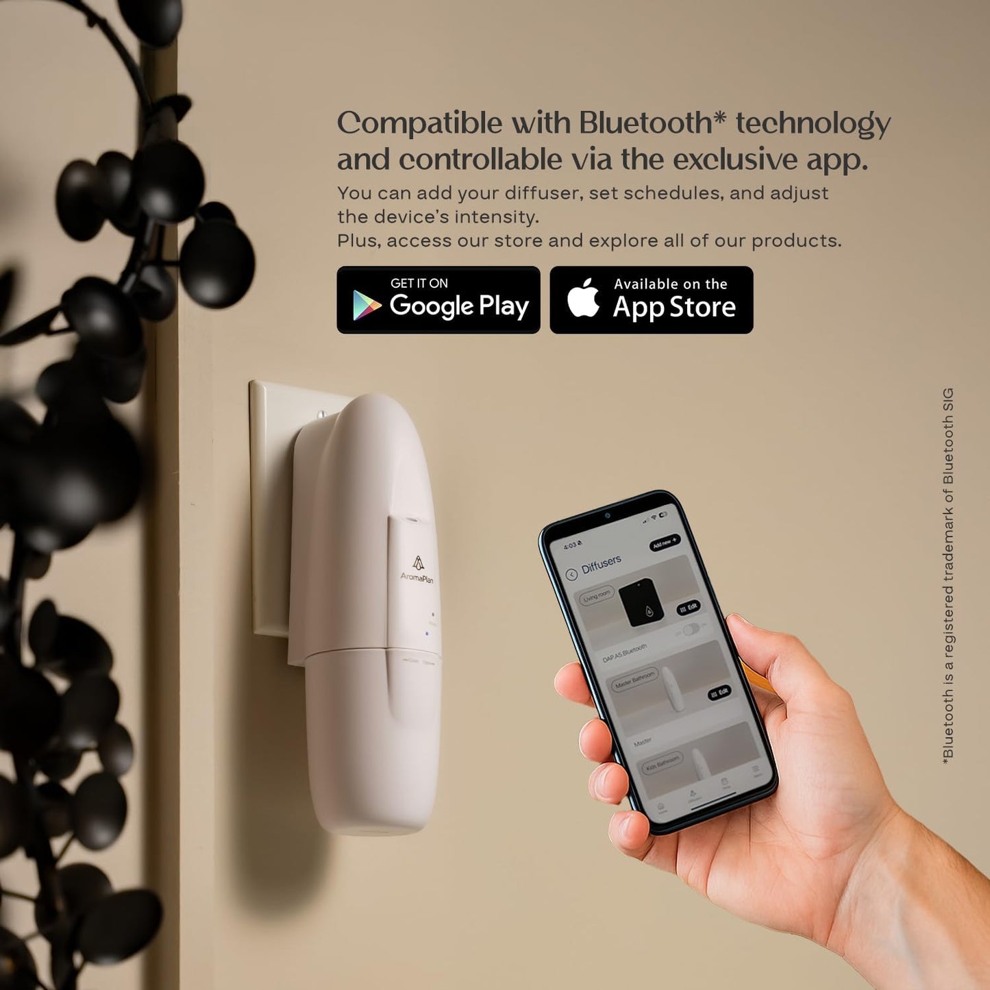 AromaPlan Authentic 2025 Upgraded Plug in Waterless Diffuser (2 Fragrances Included) -Cold Air & Nanotechnology Diffusers for Home & Office- Silent Wall Diffuser Plug in (1 Device +2 Scents)