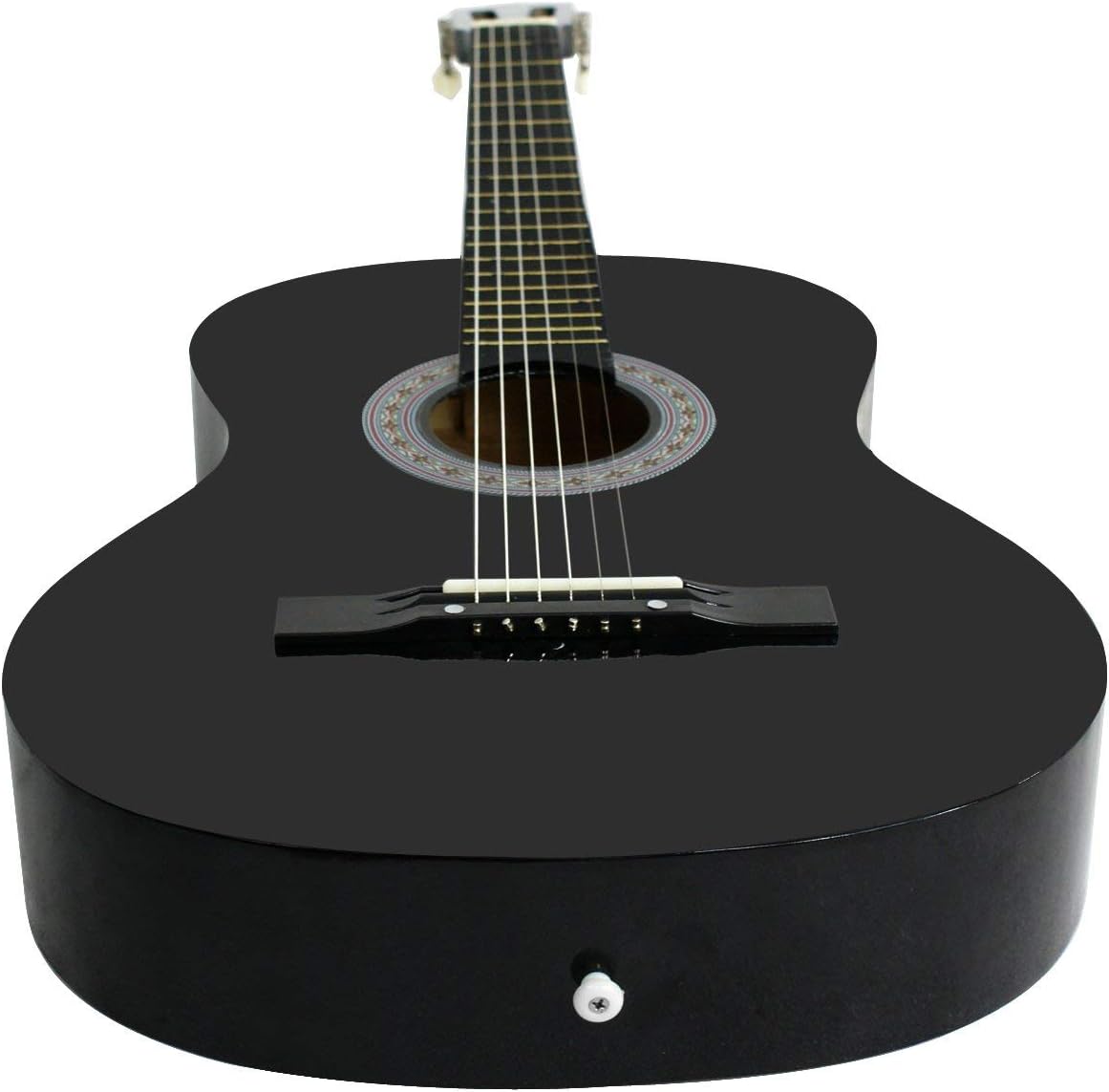 Smartxchoices 6 String 38" Acoustic Guitar Bundle with Gig Bag Strap Pitch Pipe Extra Strings Set Pick for Beginners Starter Kids Girls Youths Students Right-handed (Black)