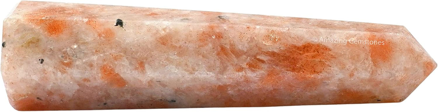 Amazing Gemstone Sunstone Crystal Towers - Natural Healing Crystal Point Obelisk for Reiki Healing and Crystal Grid (2" to 3" Inch)