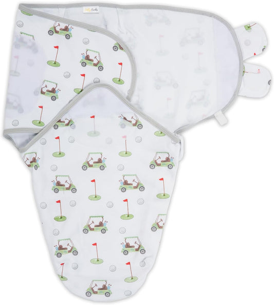 LollyBanks Baby Swaddles, 100% Organic Cotton Swaddles for Newborns Boys and Girls, 3-6 Months Swaddle Sacks with Easy Change Zipper, Swaddle Neutral Baby Registry (Golf Print)