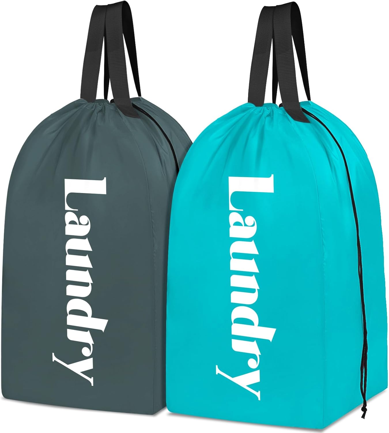 Sylfairy 2 Pack XL Laundry Bag with Strap,Heavy Duty Travel Laundry Bag,Rip-Stop Dirty Clothes Shoulder Bag with Drawstring,Easy Fit a Laundry Hamper or Basket Travel Essentials