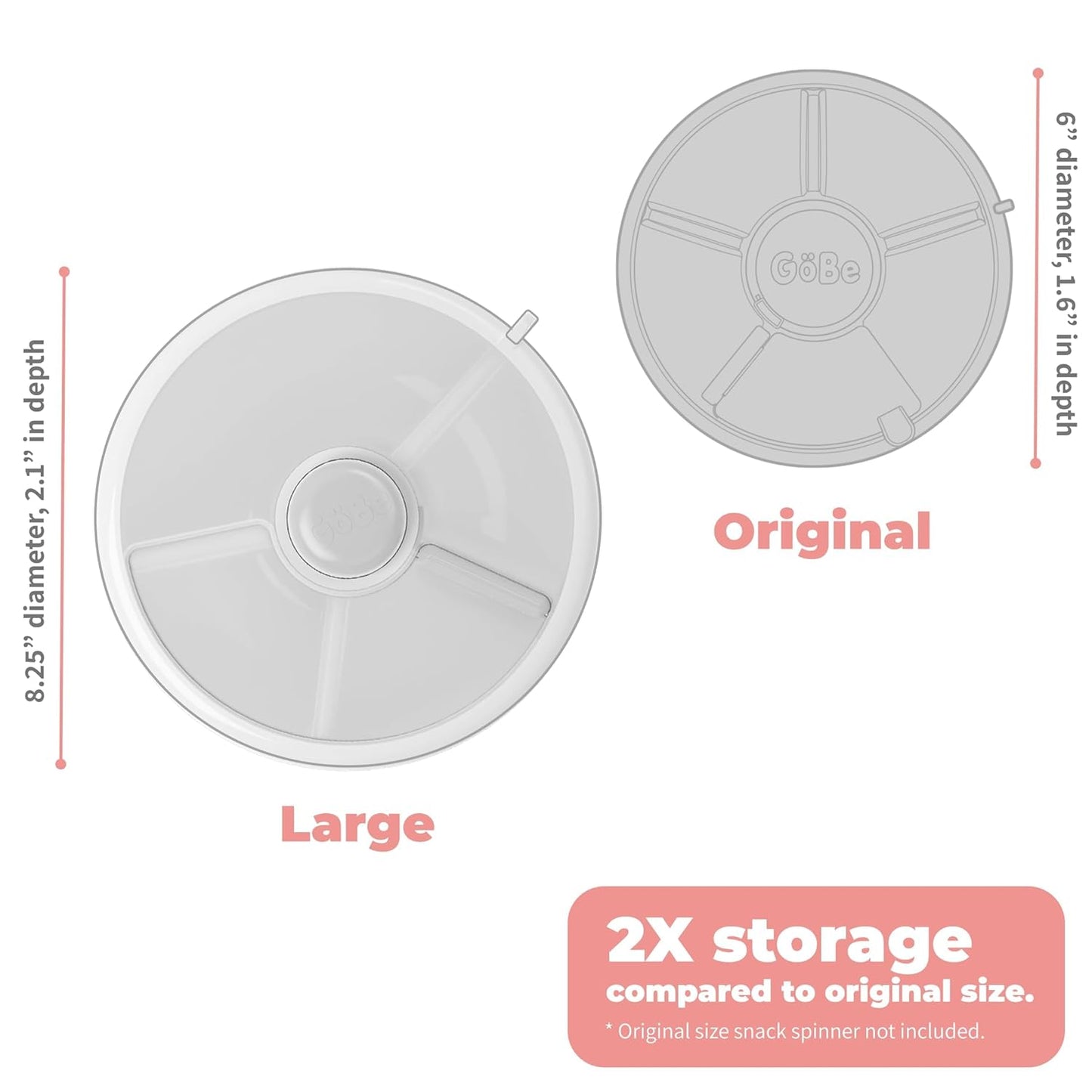 GoBe Kids Large Snack Spinner Slide Bundle with Hand Strap and Sticker Sheet - Reusable Snack Container with 4 Compartment Dispenser and Lid | BPA/PVC Free | Dishwasher Safe | No Spill - Taro Purple