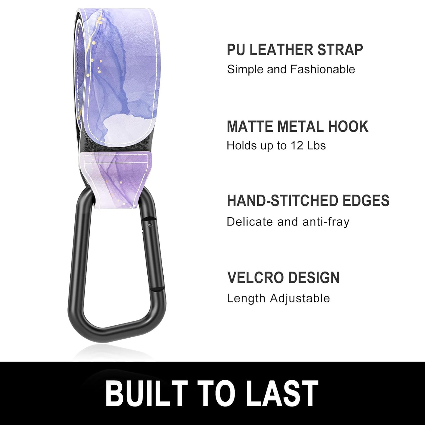 Baby Stroller Hooks for Hanging Bags, Universal Stroller Clips Accessories, Mommy Hook for Diaper Bag, Shopping Cart, Purse, Backpack - 2 Pack, Dream Purple
