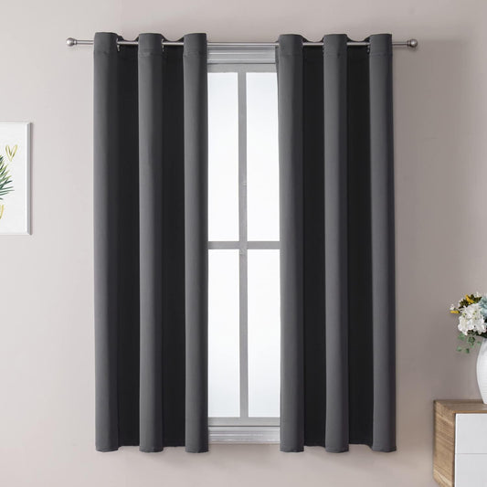 ChrisDowa Grommet Blackout Curtains for Bedroom and Living Room - 2 Panels Set Thermal Insulated Room Darkening Curtains (Dark Grey, 38W x 54L)