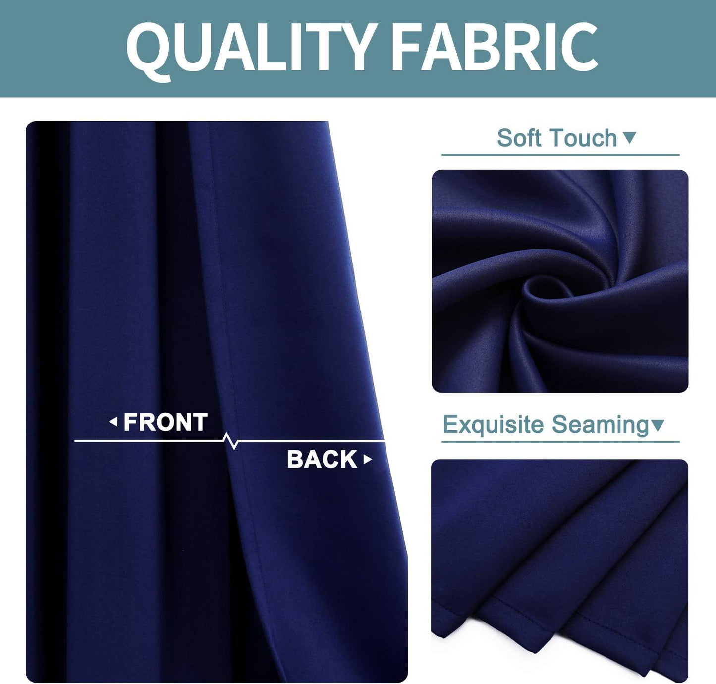 ChrisDowa Blackout Curtains 72 inches Long for Bedroom - 2 Panels Set Grommet Thermal Insulated Room Darkening Curtains for Living Room (Navy Blue, 42 x 72 Inch)