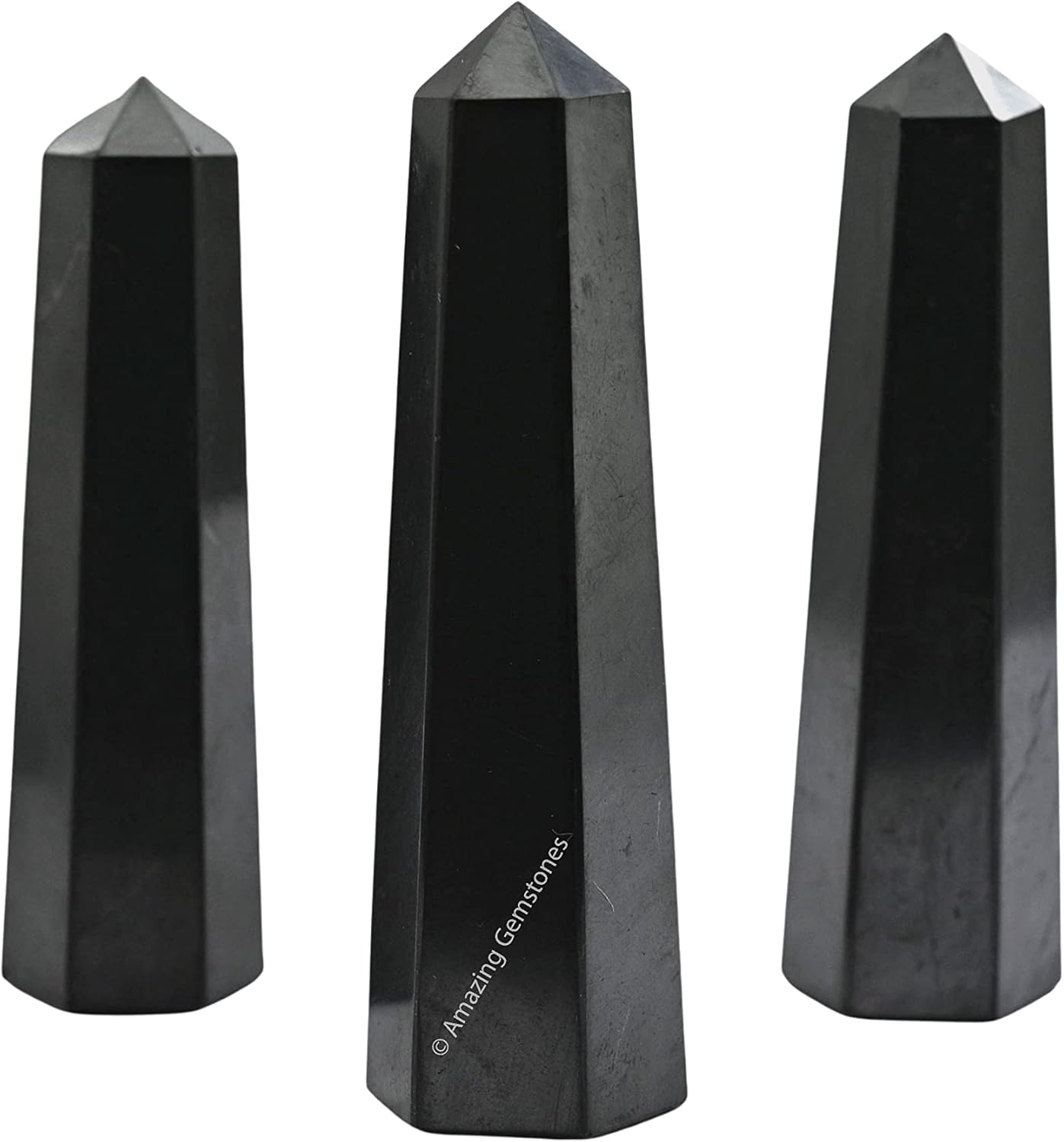 Amazing Gemstone Shungite Crystal Towers ~ Natural Healing Crystal Point Obelisk for Reiki Healing and Crystal Grid (2 to 3 INCH)