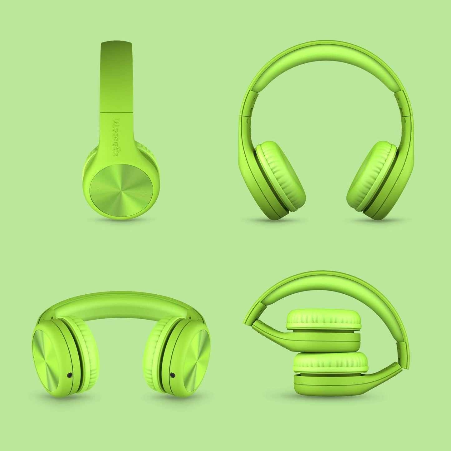 LilGadgets Connect+ Pro Wired Kids Headphones for School w/Microphone, Volume Limiting & Noise Reduction Over-Ear Headset w/Cord, SharePort Technology & SoftTouch Padding, Green Headphones for Kids