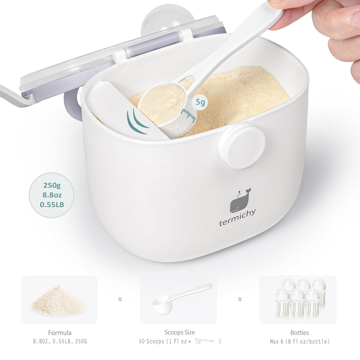 Termichy Baby Formula Dispenser, Portable Formula Dispenser Container with Scoop and Carry Handle for Travel Outdoor Activities for Baby Infant, 500ml