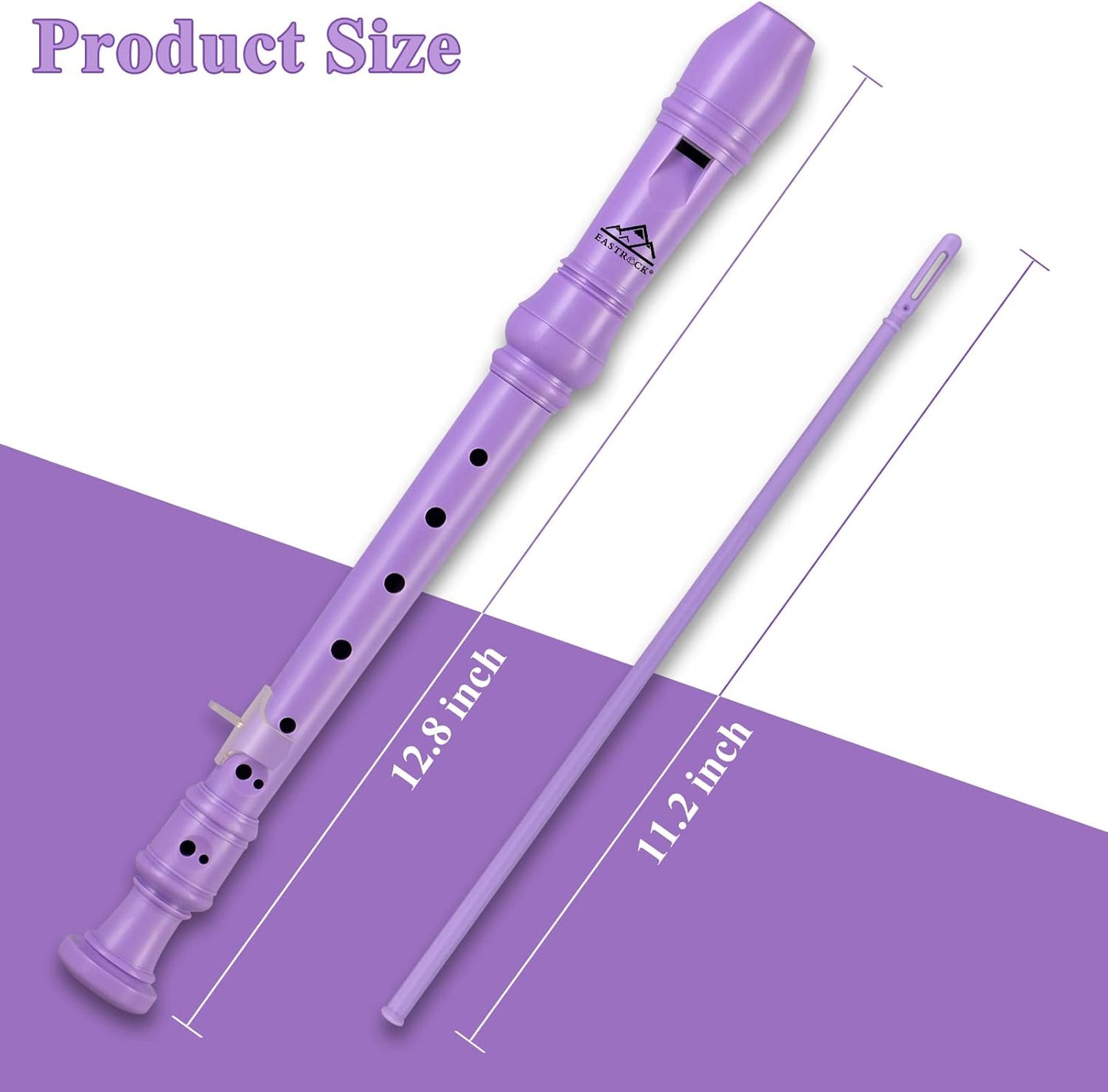 Eastrock Soprano Recorder for Kids Beginners, Recorder Instrument German Style C Key 3 Piece ABS with Cleaning Rod, Fingering Chart, Packing Bag, Thumb Rest