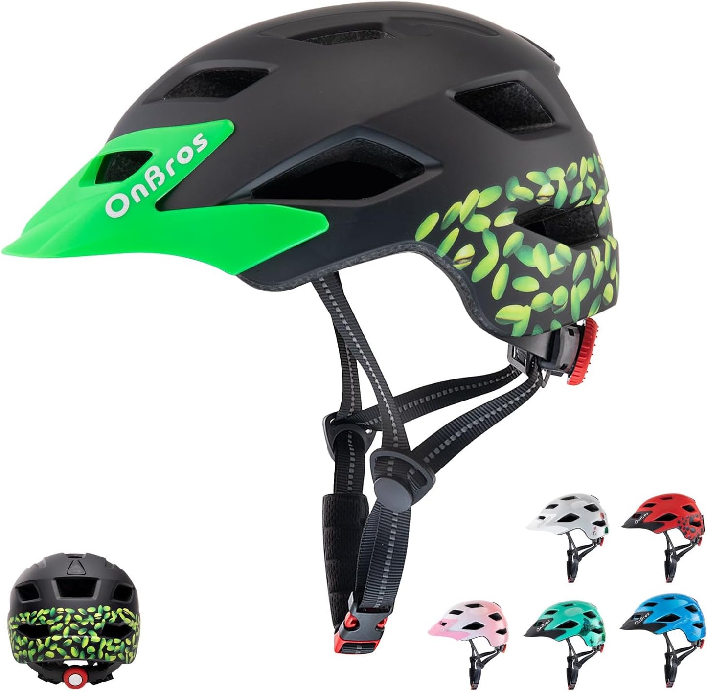 OnBros Kids Bike Helmet - Bike Helmets for 5-14 Boys or Girls with Visor, Children Bicycle Helmet for Skateboard Mountain Scooter Road Cycling, Lightweight and Adjustable 50-57CM