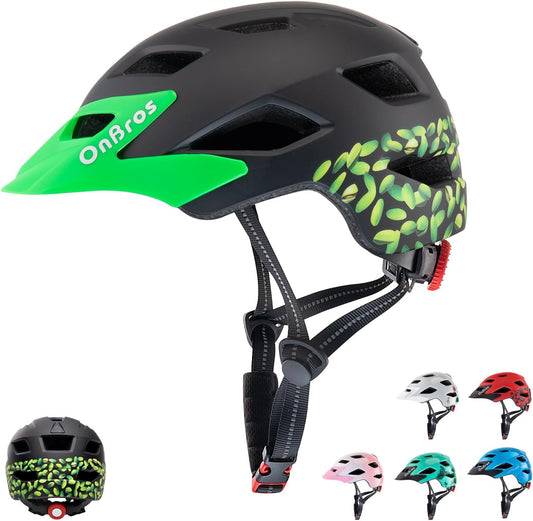 OnBros Kids Bike Helmet - Bike Helmets for 5-14 Boys or Girls with Visor, Children Bicycle Helmet for Skateboard Mountain Scooter Road Cycling, Lightweight and Adjustable 50-57CM