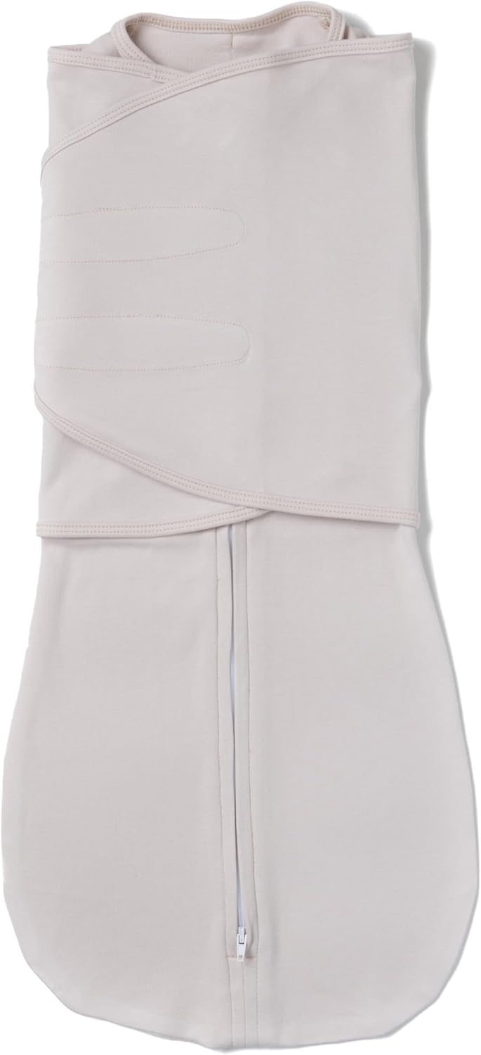 LullaBaby "Double Dream Swaddle: Exclusive Dual Wing Design, Pediatrician-Endorsed, Ultra-Soft Cotton, 0-2 Months, 6-14 lbs - White Sand