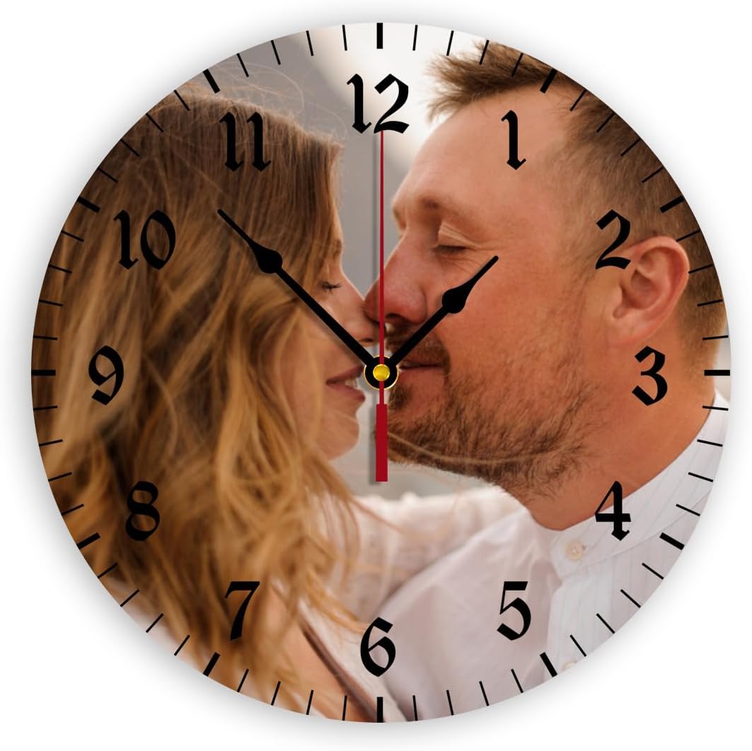Generic Custom Clocks for Walls Personalized Clocks with Photo Text Logo Silent Non Ticking Round Decoration for Kitchen Creative, 12inch-30cm