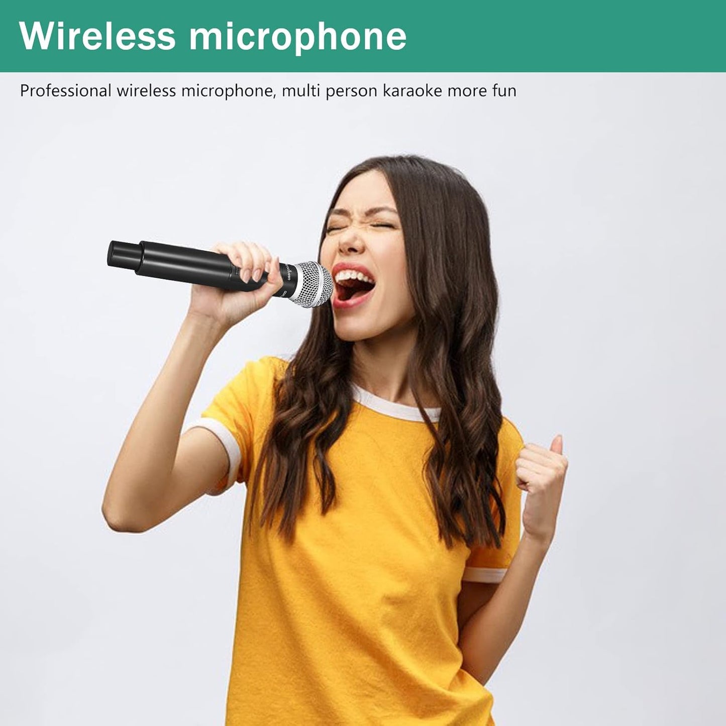 Wireless Microphone System, 4-Channel UHF Professional Mic, Automatically Pair Metal Cordless Mic with 4 Metal Handheld Microphones, 400ft Range, for Singing, Karaoke, Party