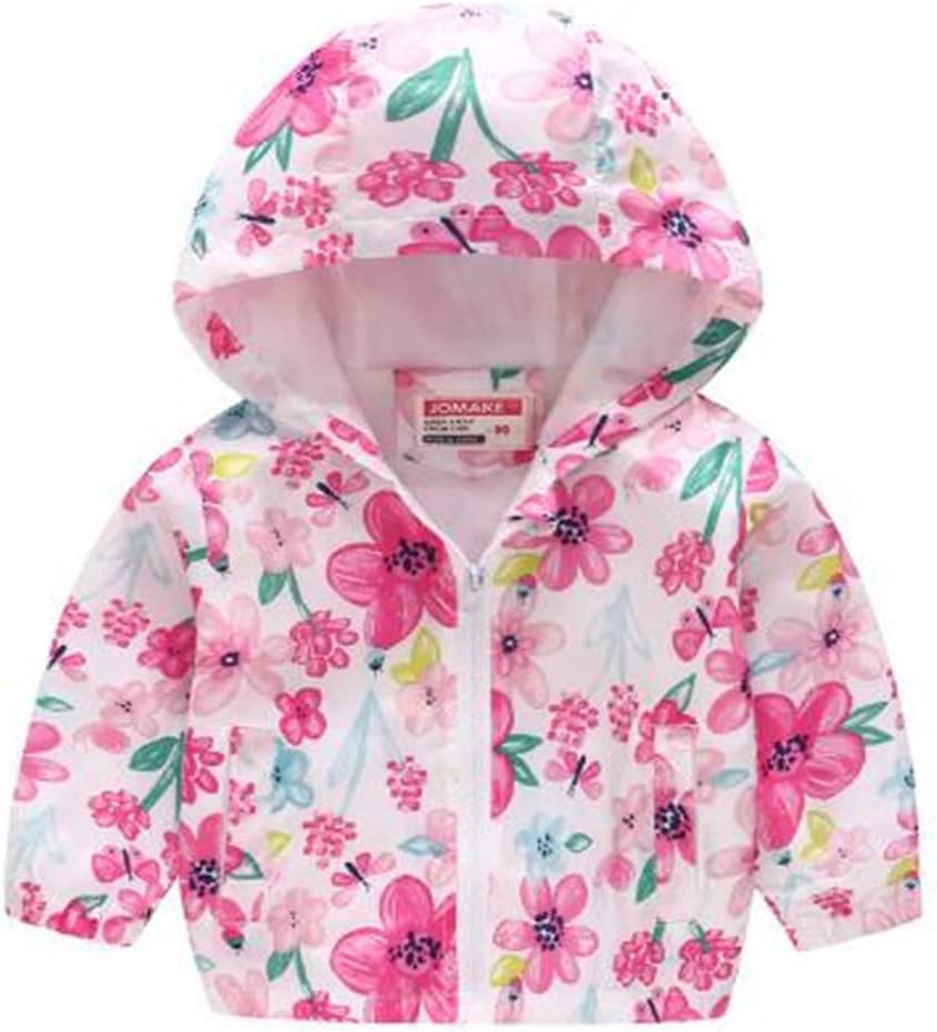 TUIJI Toddler Boys Girls Cartoon Print Zip Jacket Hooded Trench Lightweight Kids Coats Windbreaker Outdoor Cute Dust Coats
