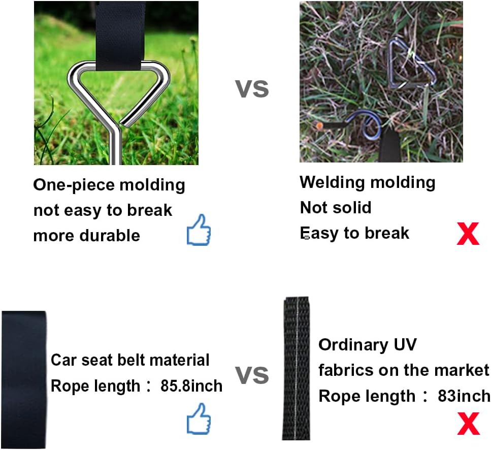 Eurmax USA Trampoline Stakes Heavy Duty Trampoline Parts Corkscrew Shape Steel Stakes Anchor Kit with T Hook for Trampolines -Set of 4 Bonus 4 Strong Belt,Silver