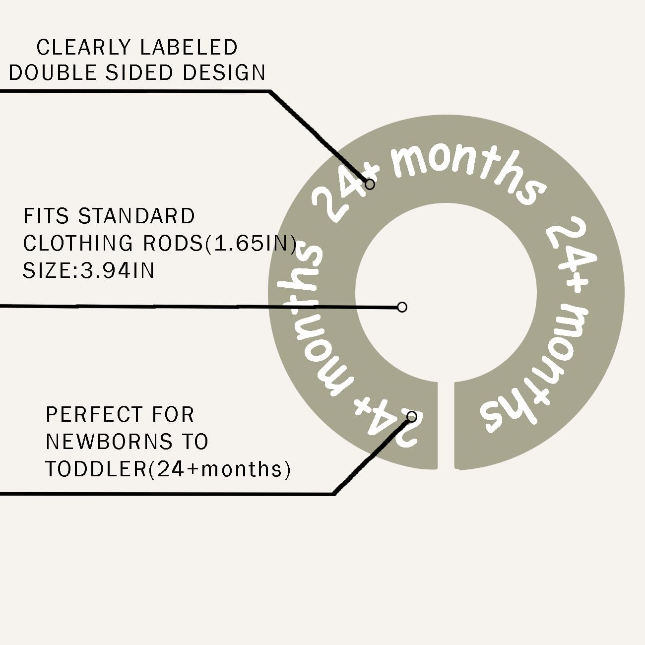 Baby Closet Dividers for Clothes – Earth Tone Round Baby Clothes Dividers for Closet Rod, Nursery Closet Organizer & Decor, Clear Labels for Easy Sorting, Fits Most Rods