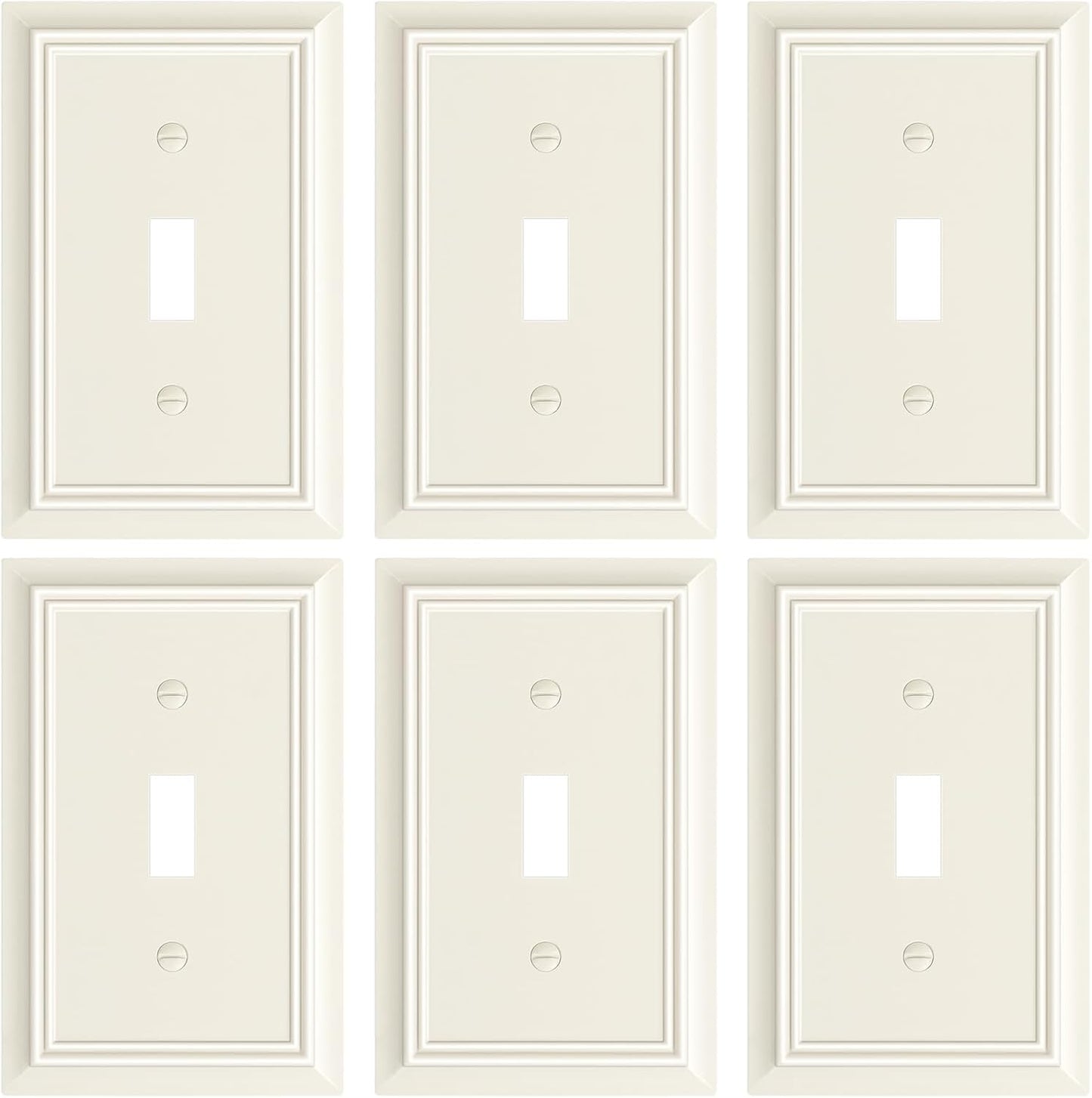 6-Pack Single Toggle Light Switch Cover Plate, Durable Natural Bamboo Fiber Decorative Switch Plate Covers, Light Almond 1 Gang Wall Plate, Corrosion Resistant