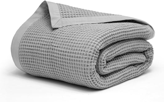 Salt Earth GOTS Certified 100% Organic Cotton Throw Blanket, 60" X 80" Waffle Blankets & Throws for Bed, Throw Blanket for Couch,Modern and Cozy Blanket,All Seasons, Comfy Soft Blanket(Scottish Grey)