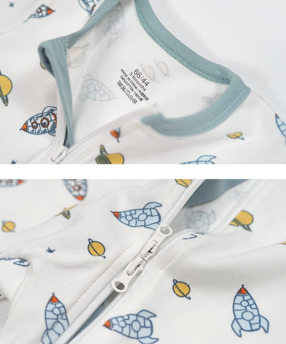 Teach Leanbh Baby Boys Girls 2 Pack 2 Way Zipper Footless Pajamas Cotton Short Sleeve Printing Romper Sleep and Play