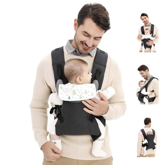 Baby Sling Carrier,4-in-1 Ergonomic Baby Backpack Front Carrier,Newborn to Toddler Wrap Lightweight Adjustable Baby Sling,Black
