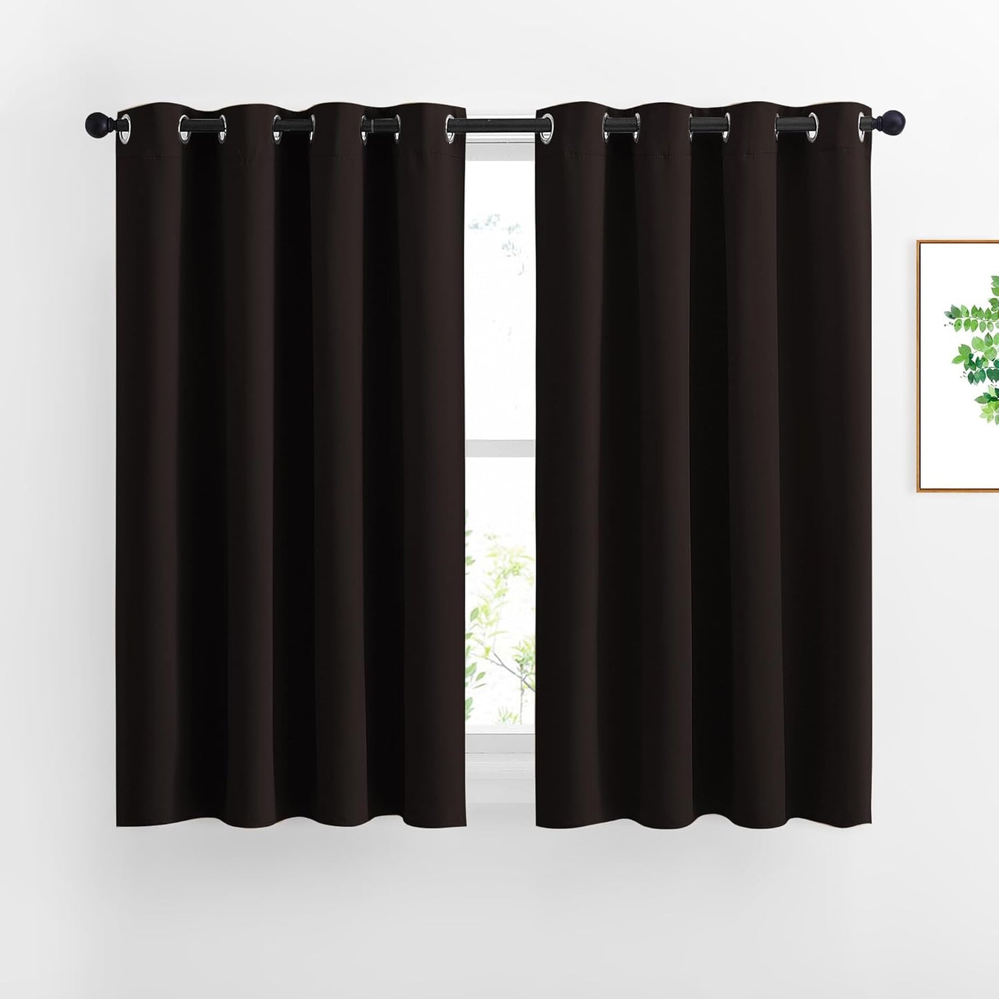 NICETOWN Blackout Curtains for Windows 54 inch Length - Solid Thermal Insulated Grommet Light Reducing Panels Window Treatment for Living Room (Toffee Brown, 2 Panels = 92" Wide)