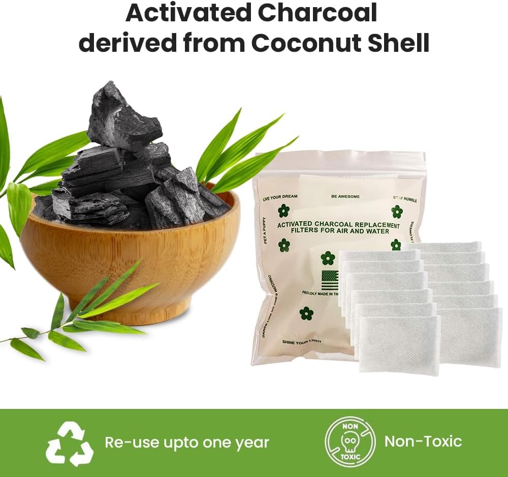 Green Piece® All-Natural Baby Diaper Pail Deodorizer - Activated Charcoal Air Purifier Compatible with Diaper Pails, Shoe Closets, Trash Cans (Pack of 12 + 1 Big Filter)